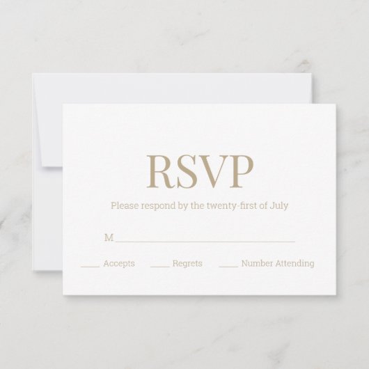 Witgoud Monogram Moderne Bruiloft RSVP Kaartje (Voorkant)