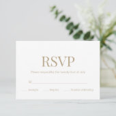 Witgoud Monogram Moderne Bruiloft RSVP Kaartje (Staand voorkant)