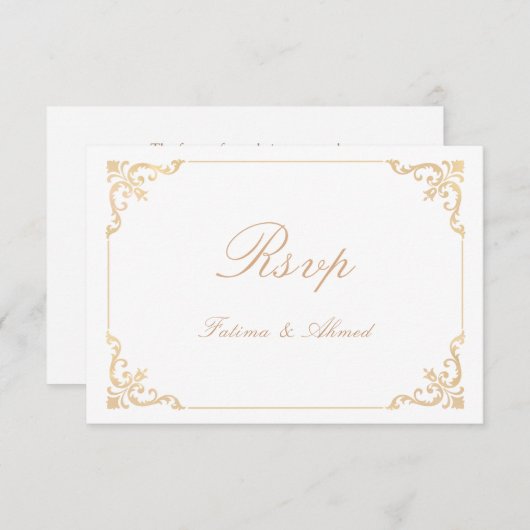  witgoud moslim bruiloft RSVP Kaart (Voorkant / Achterkant)