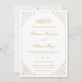 Witgoud Nikah Islamitische Moslim Bruiloft Kaart (Voorkant)