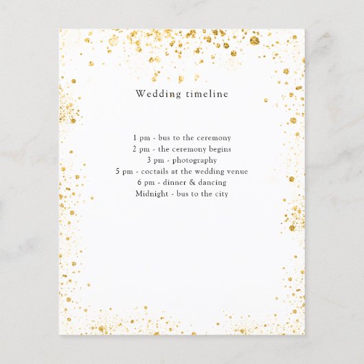 Witgoud sparkles bruiloft programma details (Achterkant)