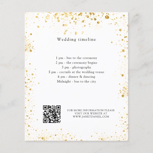 Witgoud sparkles bruiloft programma details QR (Achterkant)