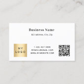 Witgoud zwart qr code logo business kortingskaartje (Achterkant)