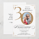 Witgouden 30e trouwjubileum kalligrafie kaart (Voorkant / Achterkant)