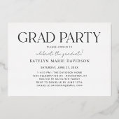 Witgouden Afstudeerdrie Foto Collage Folie Uitnodiging (Achterkant)