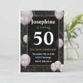 Witgouden belettering op zwart volwassen verjaarda kaart (Staand voorkant)