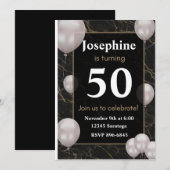 Witgouden belettering op zwart volwassen verjaarda kaart (Voorkant / Achterkant)