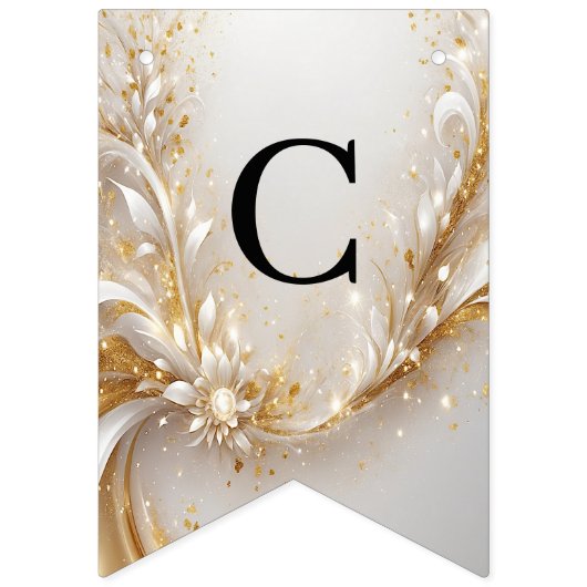 Witgouden bloemen Bunting vlag Vlaggetjes (Eerste vlag)