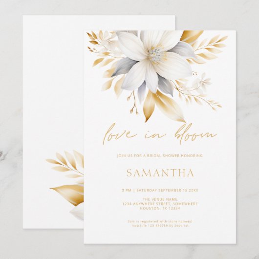 Witgouden bloemen houden van in bloei Vrijgezellen Kaart (Voorkant / Achterkant)