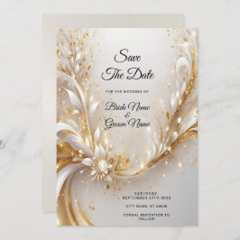 Witgouden bloemen sparen de datum save the date