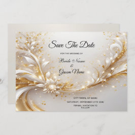 Witgouden bloemen sparen de datum save the date