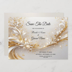 Witgouden bloemen sparen de datum save the date