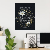 Witgouden bloemenkrans Vrijgezellenfeest Welkom Poster (Thuiskantoor)