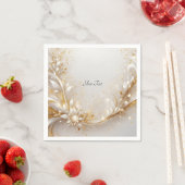 Witgouden bloemenservetten servet (Insitu)