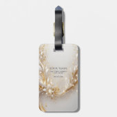 Witgouden bloemig Bagagelabel (Achterkant verticaal)