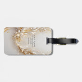 Witgouden bloemig Bagagelabel (Achterkant horizontaal)