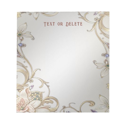 Witgouden bloemig Notitieblok (Voorkant)