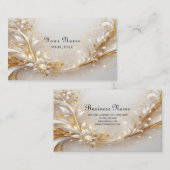 Witgouden bloemig Visitekaartje (Voorkant / Achterkant)