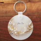 Witgouden bloemige Sleutelhanger (Achterkant)