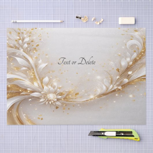 Witgouden bloemige tissuepapier (Craft)