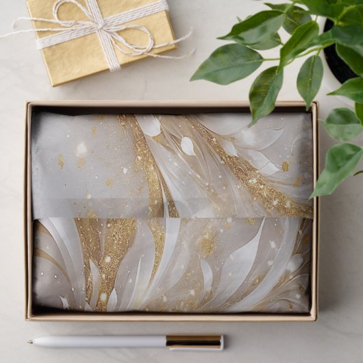 Witgouden bloemige tissuepapier (Geschenk)