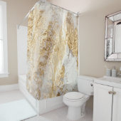 Witgouden borstel geschilderde textuur. douchegordijn (In situ)