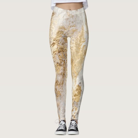 Witgouden borstel geschilderde textuur. leggings (Voorkant)