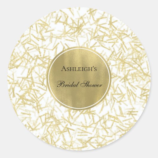 Witgouden Bruiloftsfeest met Confetti Ronde Sticker (Voorkant)