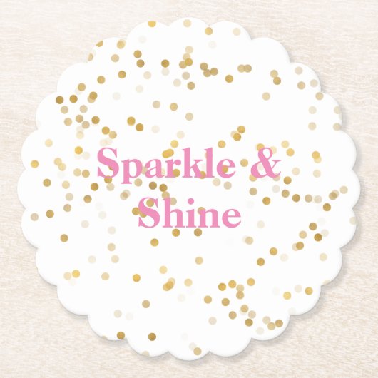 witgouden Confetti Kartonnen Onderzetters (Voorkant)