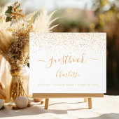 Witgouden confetti monogram afstudeerfeest gastenboek