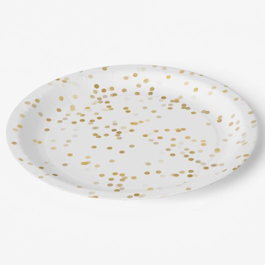 witgouden Confetti Papieren Bordje (Gekanteld)