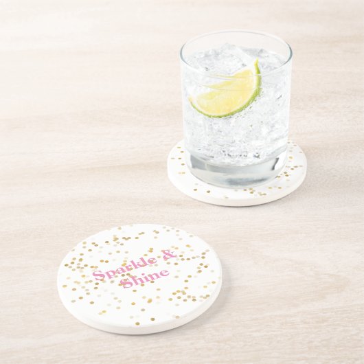 witgouden Confetti Zandsteen Onderzetter (Zijkant)