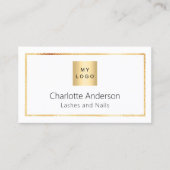 Witgouden elegante corporate logo QR code Visitekaartje (Voorkant)