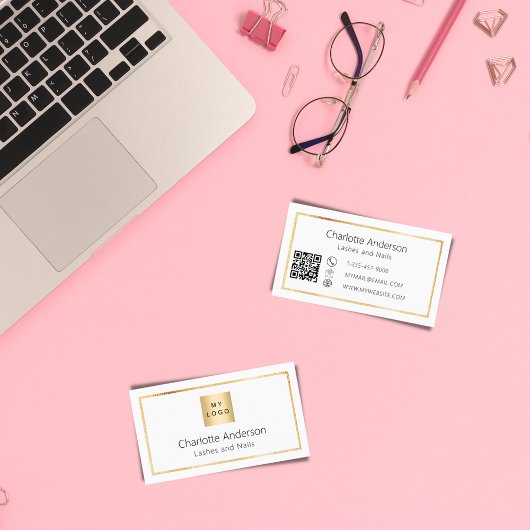 Witgouden elegante corporate logo QR code Visitekaartje