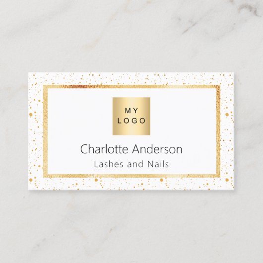 Witgouden elegante logo moderne QR-code Visitekaartje (Voorkant)