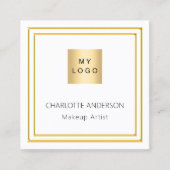 Witgouden elegante logo QR-code Vierkante Visitekaartje (Voorkant)