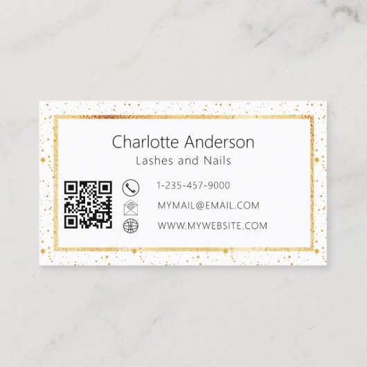 Witgouden elegante moderne QR-code Visitekaartje (Achterkant)