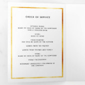 Witgouden foto elegante driezijdige rouwkaart drieluik aankondiging (Binnenzijde eerst)