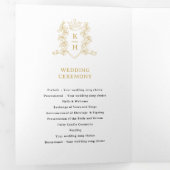 Witgouden foto kroon monogram bruiloft drieluik programma (Binnenzijde eerst)