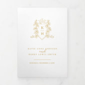 Witgouden foto kroon monogram bruiloft drieluik programma (Cover)