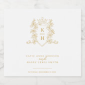 Witgouden foto kroon monogram bruiloft sparkling wijnetiket (Enkel label)