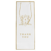 Witgouden foto kroon monogram bruiloft wijn cadeautas (Achterkant)