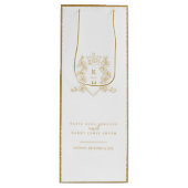 Witgouden foto kroon monogram bruiloft wijn cadeautas (Voorkant)