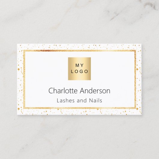 Witgouden foto logo moderne QR-code Visitekaartje (Voorkant)