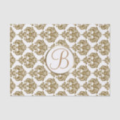 Witgouden Glam Damask Monogram Letter Initiaal Tissuepapier (Voorkant)