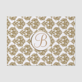 Witgouden Glam Damask Monogram Letter Initiaal Tissuepapier