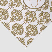 Witgouden Glam Damask Monogram Letter Initiaal Tissuepapier (Detail)