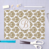 Witgouden Glam Damask Monogram Letter Initiaal Tissuepapier (Craft)