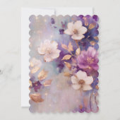 Witgouden Glam Paarse Bloemen Kaart (Achterkant)