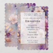 Witgouden Glam Paarse Bloemen Kaart (Voorkant / Achterkant)